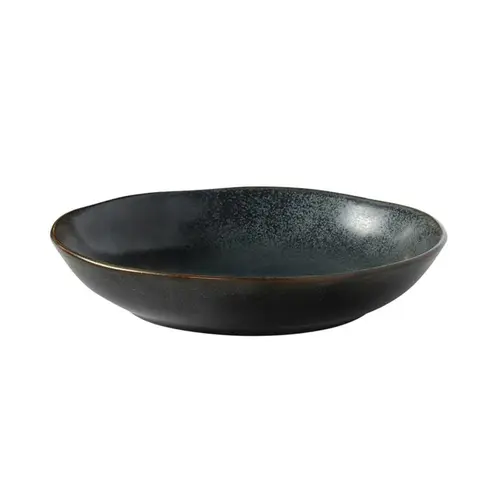 Accessoire pour le jardin：Assiette salade et pâtes en grès réactif gris anthracite Médard de Noblat collection Vertigo Volcan - Ø 20,5 cm