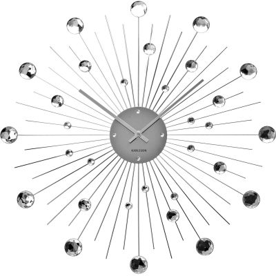 Horloge ronde en métal Sunburst 50 cm (Chrome)