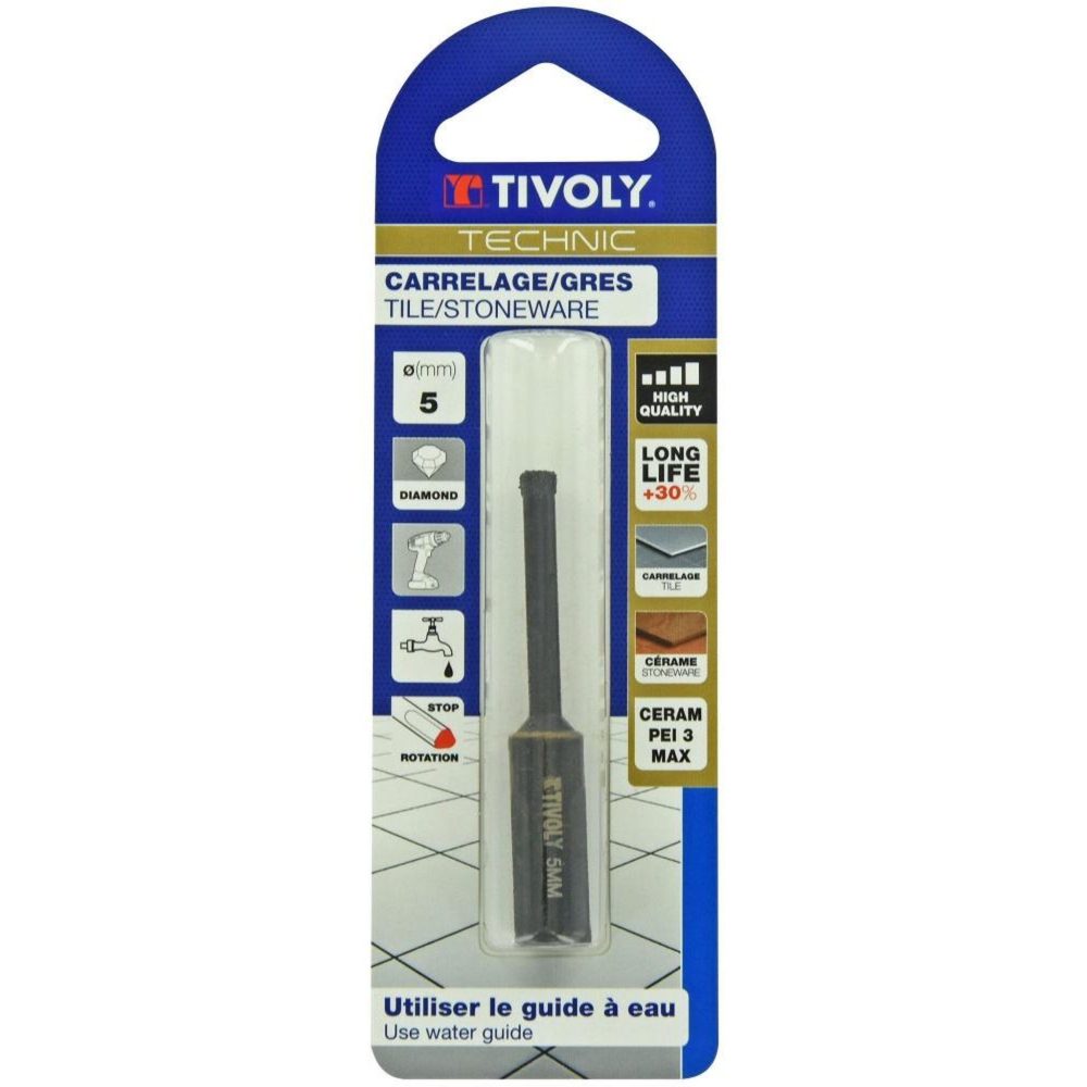 TIVOLY Foret diamant pour carrelage en grès, diam. 5 mm TIVOLY