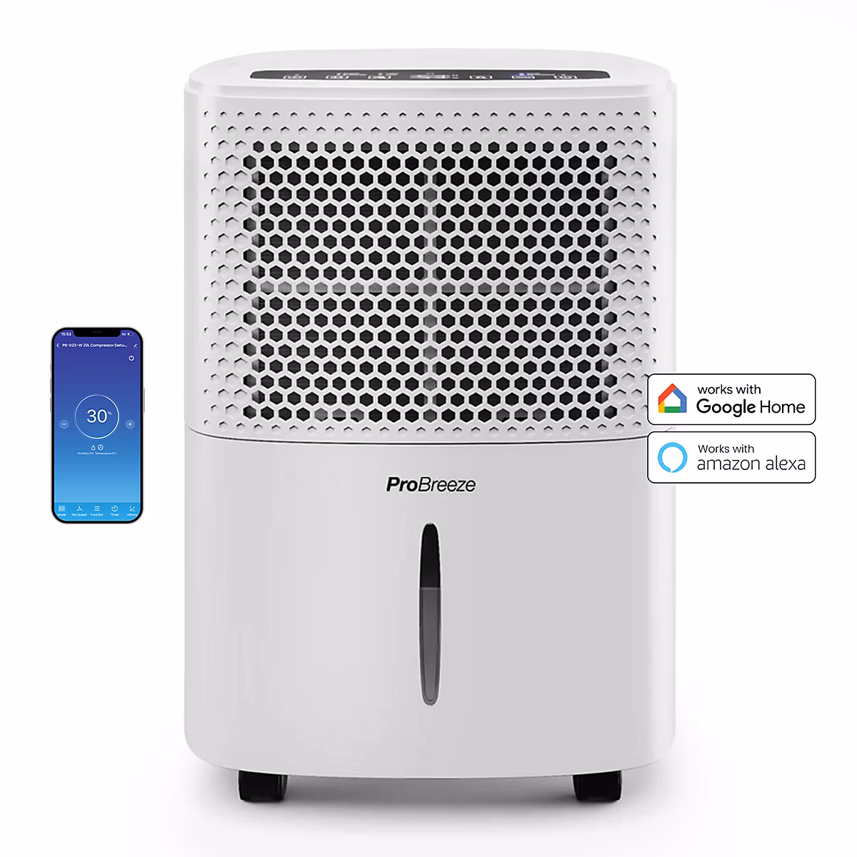 Déshumidificateur Pro Breeze 12L avec humidistat intégré et contrôle via application intelligente – Réf. UPPSYGRJR9261096008