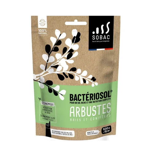 Pour aménager vos extérieurs:Bactériosol arbustes, haies, conifères 100 % naturel Sobac - 500 g