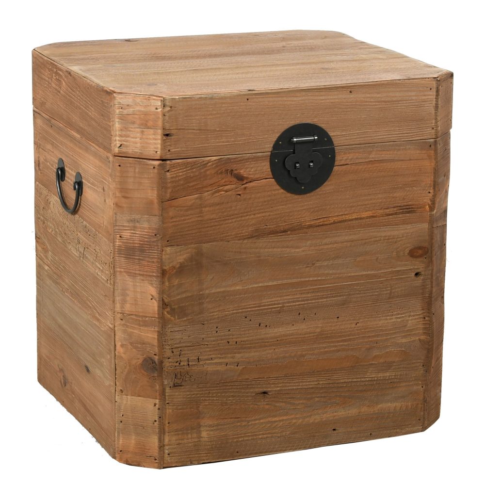 Coffre carré en pin et métal Rewood (Carré)