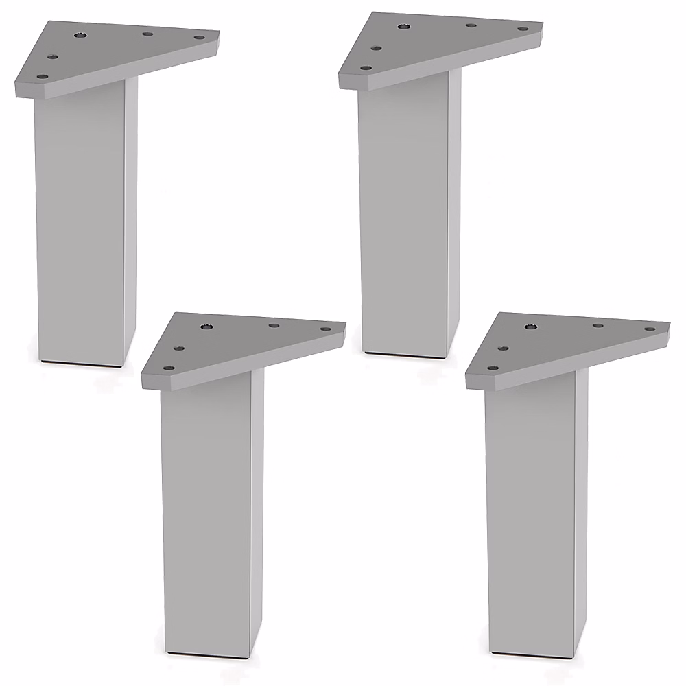 4 un. Pied carré pour meuble en plastique ABS résine ANTI – HUMIDITÉ 40 × 40mm hauteur 150mm aluminium mat