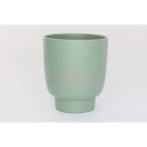 Pour un jardin plus agréable：Cache-pot en céramique vert sauge mat Haut Calm - Ø 13/12 x H 15 cm