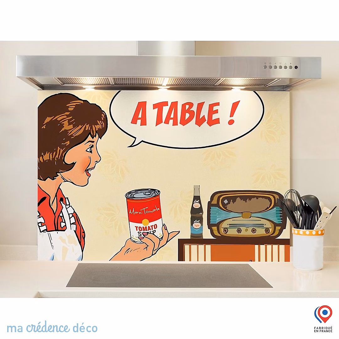 Crédence cuisine fond de hotte A table – Verre trempé | L 60 cm x H 45 cm | MaCrédenceDéco