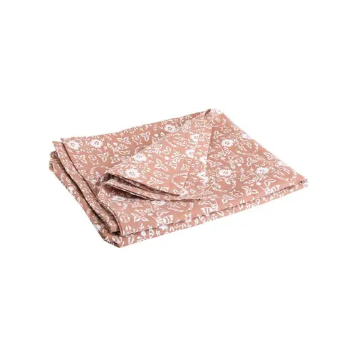 Pour un jardin bien équipé:Nappe en coton marron à décor feuilles vintage blanches - 150 x 250 cm