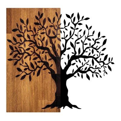 Décoration murale en métal et bois Arbre (Modèle 2)