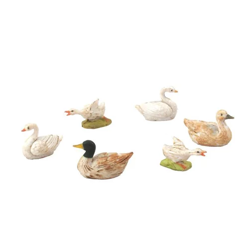 Pratique extérieur:Lot de 6 canards santons coloris blanc - 17 x 6 x 13 cm