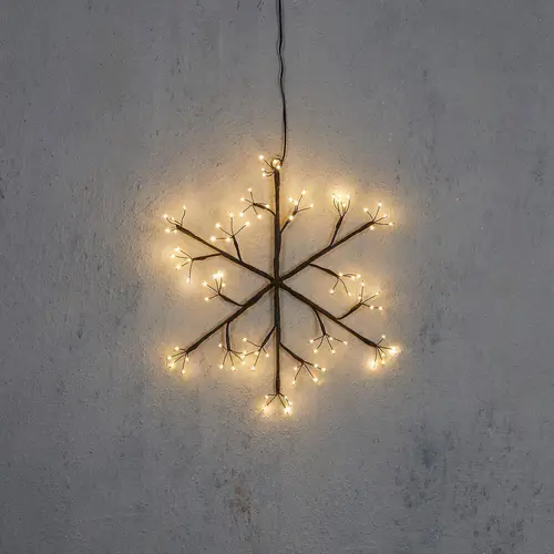 Idée extérieure:Flocon lumineux câble noir 90 LED blanc chaud - Ø 30 cm