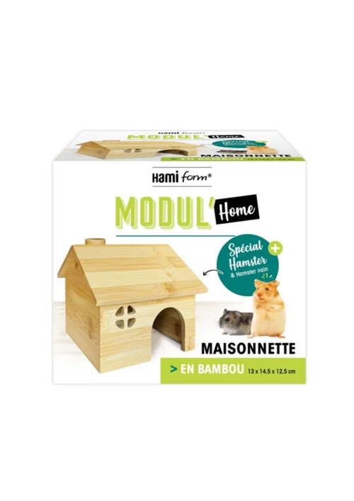 Le choix jardin:Maisonnette pour hamster en bois Hamiform Modul'Home - 13 x 14,5 x 12,5 cm