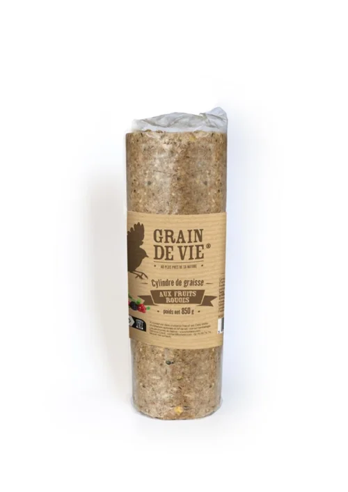 Pour votre espace vert：Cylindre de graisse pour oiseaux du ciel aux fruits rouges Grain de Vie - 850 g