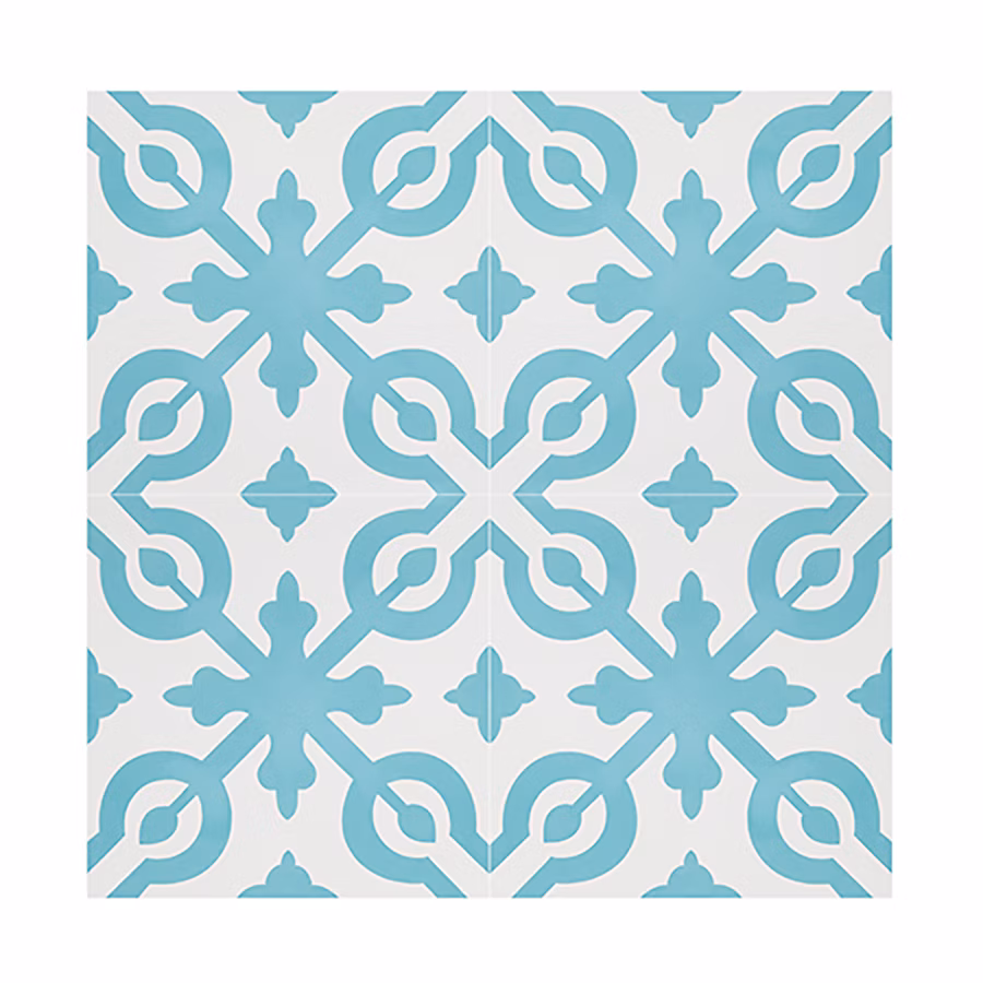 Boite de 24 Carreaux de ciment véritable 0 – 96m2 / Carreaux de ciment artisanaux coloris Bleu pour sol et mur, l.20 x L.20 cm