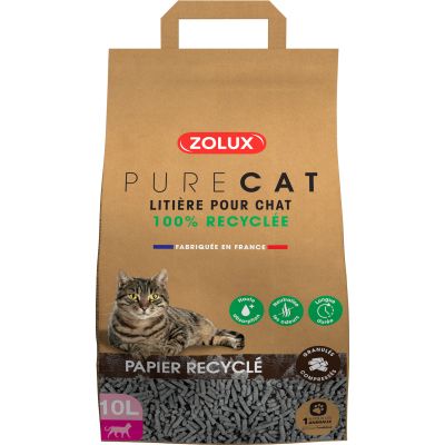 Litière éco conçue en papier recyclé Purecat (10 litres)