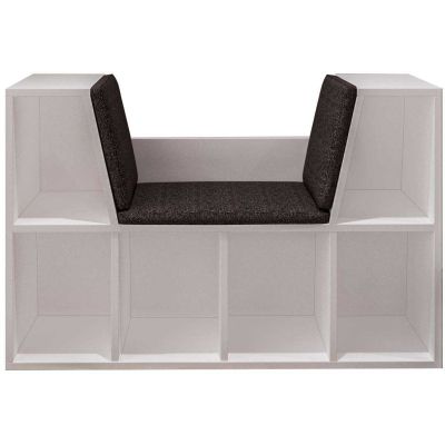 Bibliothèque avec banc en aggloméré Livora (Blanc et anthracite)