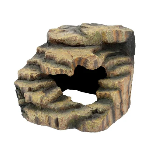 Déco extérieur:Décor pour terrarium en synthétique coloris beige Aquavie Caverne Roche Cubic - 20 x 20 x 16 cm