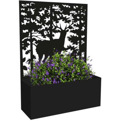 Jardinière en fer avec treillis (Motif cerf)