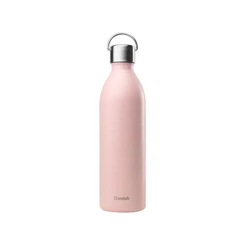 Nature extérieur：Bouteille isotherme en inox recyclé Qwetch Active Matt rose pastel - 1 L