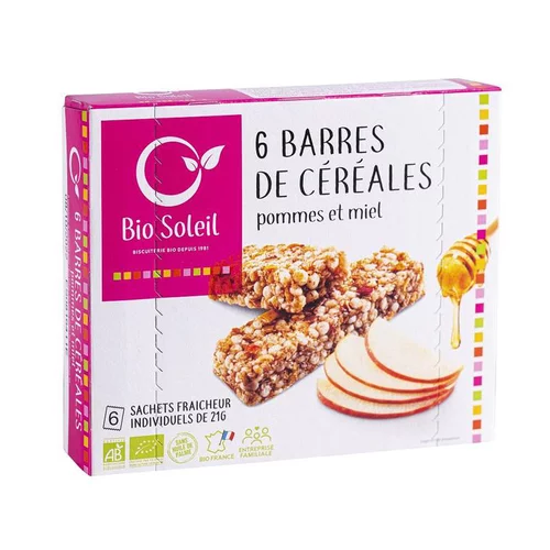 Spécial jardin:Barres de céréales Pomme et Miel bio biosoleil - 125 g