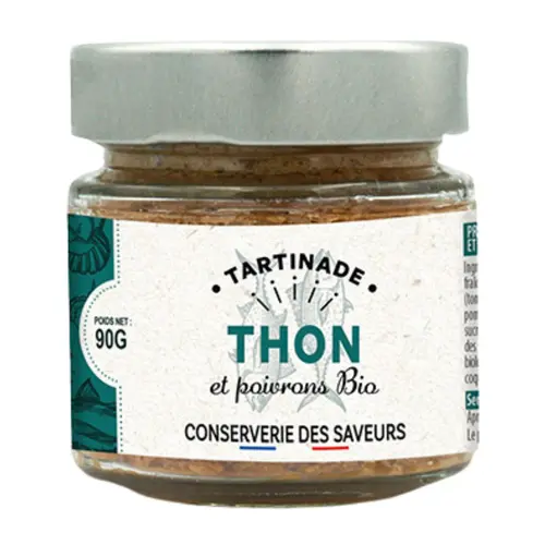 Idéal pour l’extérieur：Tartinade bio de thon et poivrons Conserverie Saveurs - 90 g
