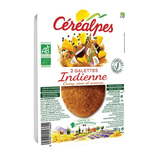 Sélection utile：Galettes indiennes bio x 2 Céréalpes - 180 g