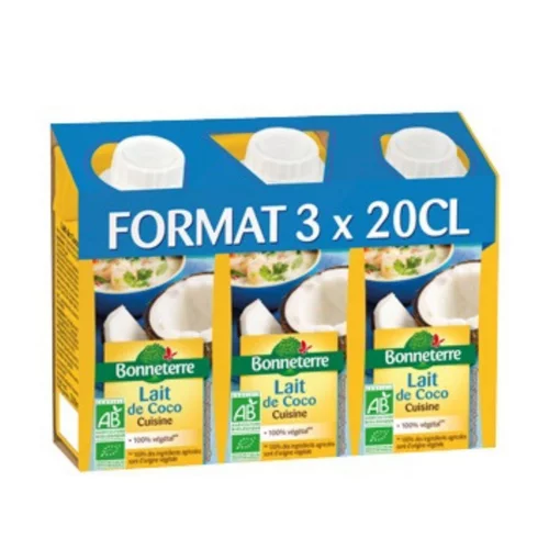 Pour donner du style au jardin：Lait de coco de cuisine en briquette 200 ml x3