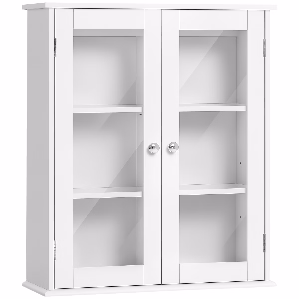 Armoire murale salle de bain 2 portes vitrées 2 étagères 55 × 20 × 65 cm blanc