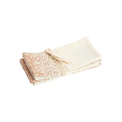 Jardin actuel：Lot de 4 serviettes de table en coton à décor central bronze - 45 x 45 cm