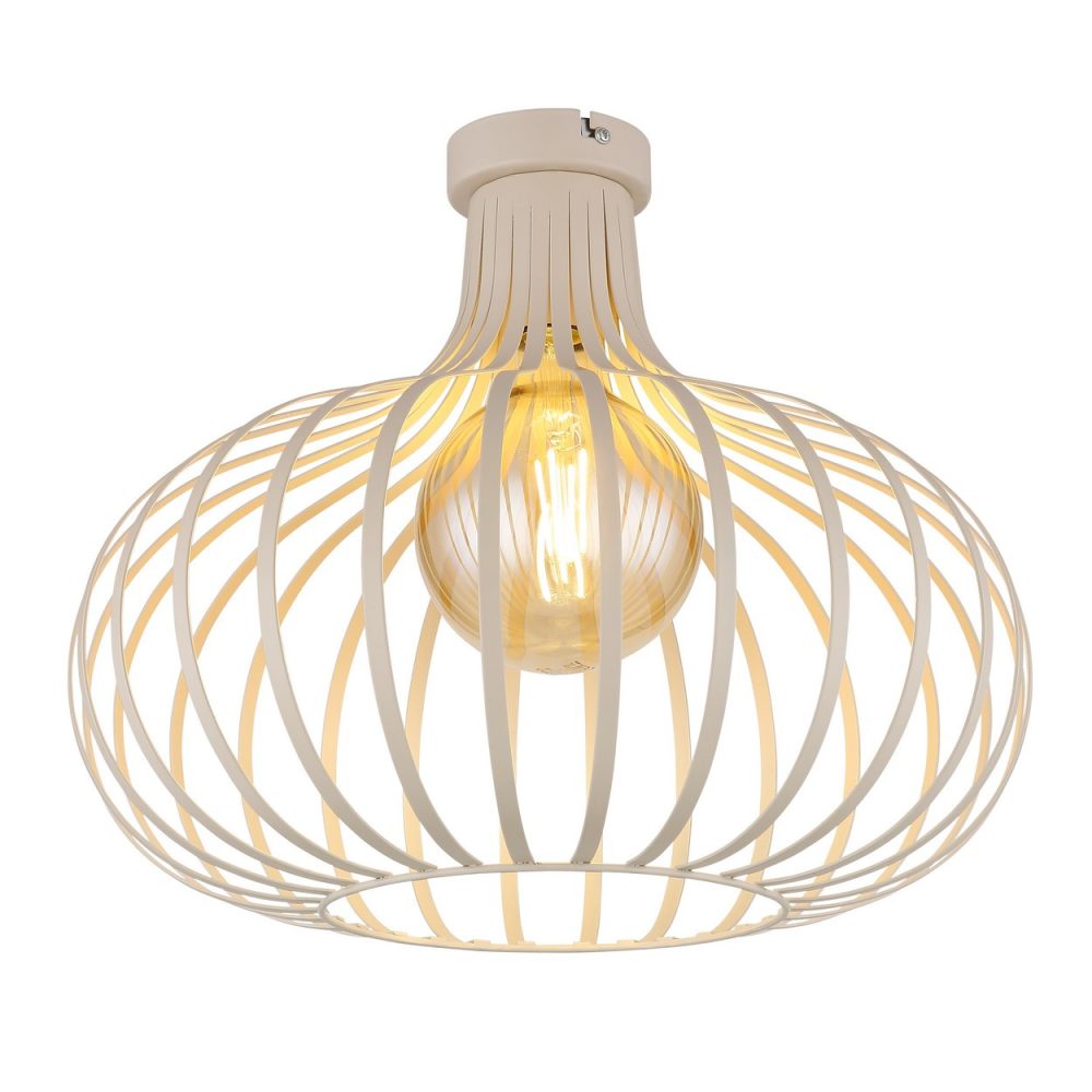 Plafonnier semi-encastré couleur crème mat 1x E27