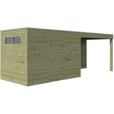 Abri de jardin traité 300 x 210 cm Qube (Abri avec extension 294 x 210 cm)