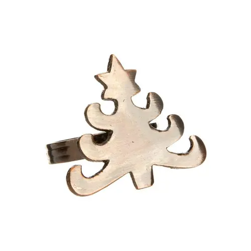 Le choix pour l’extérieur:Ensemble de 4 ronds de serviette en métal noir forme sapin - 5,5 x 4,5 cm