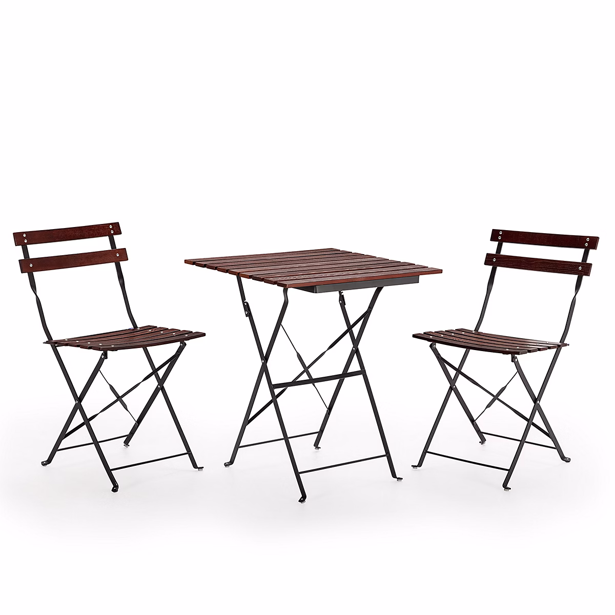 Ensemble Bistro de jardin Agata 3 pièces noir – table et 2 chaises