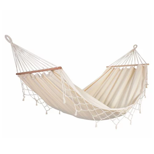 Bien pensé extérieur:Hamac coloris écru à franges en coton certifié FSC® Jobek Hamac Graphik - 300 x 140 cm
