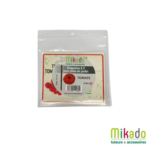 Pensé pour le jardin:Lot de 3 étiquettes "tomate" coloris blanc en plastique - 12 x 1 x 14 cm