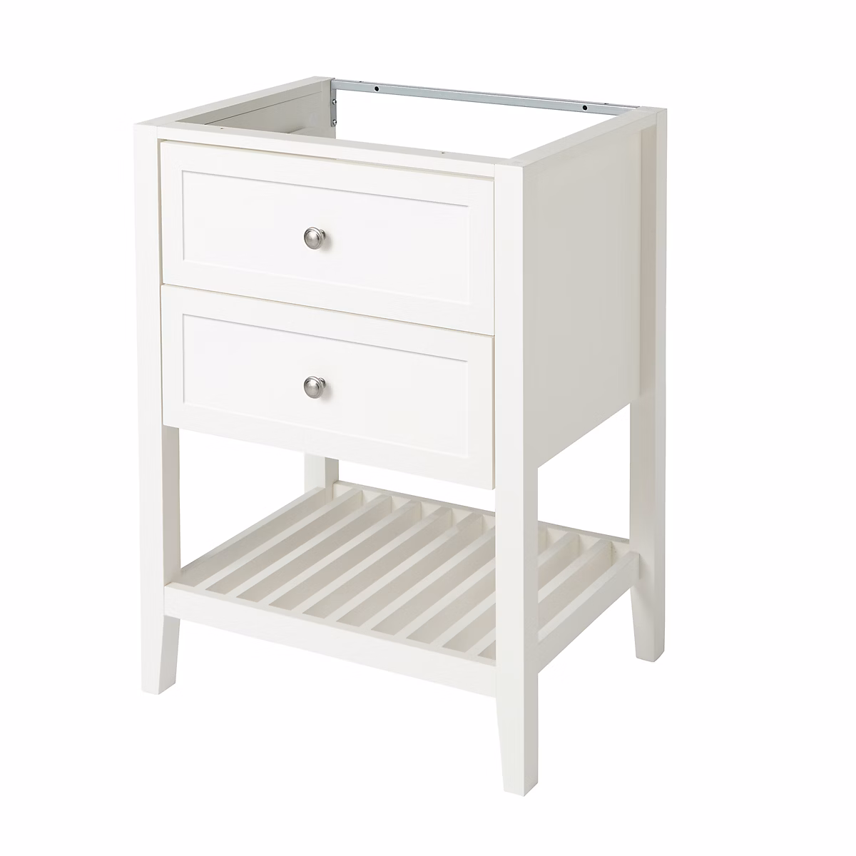 Meuble sous vasque à poser l.60 cm | blanc mat – 2 tiroirs 1 niche – GoodHome Perma