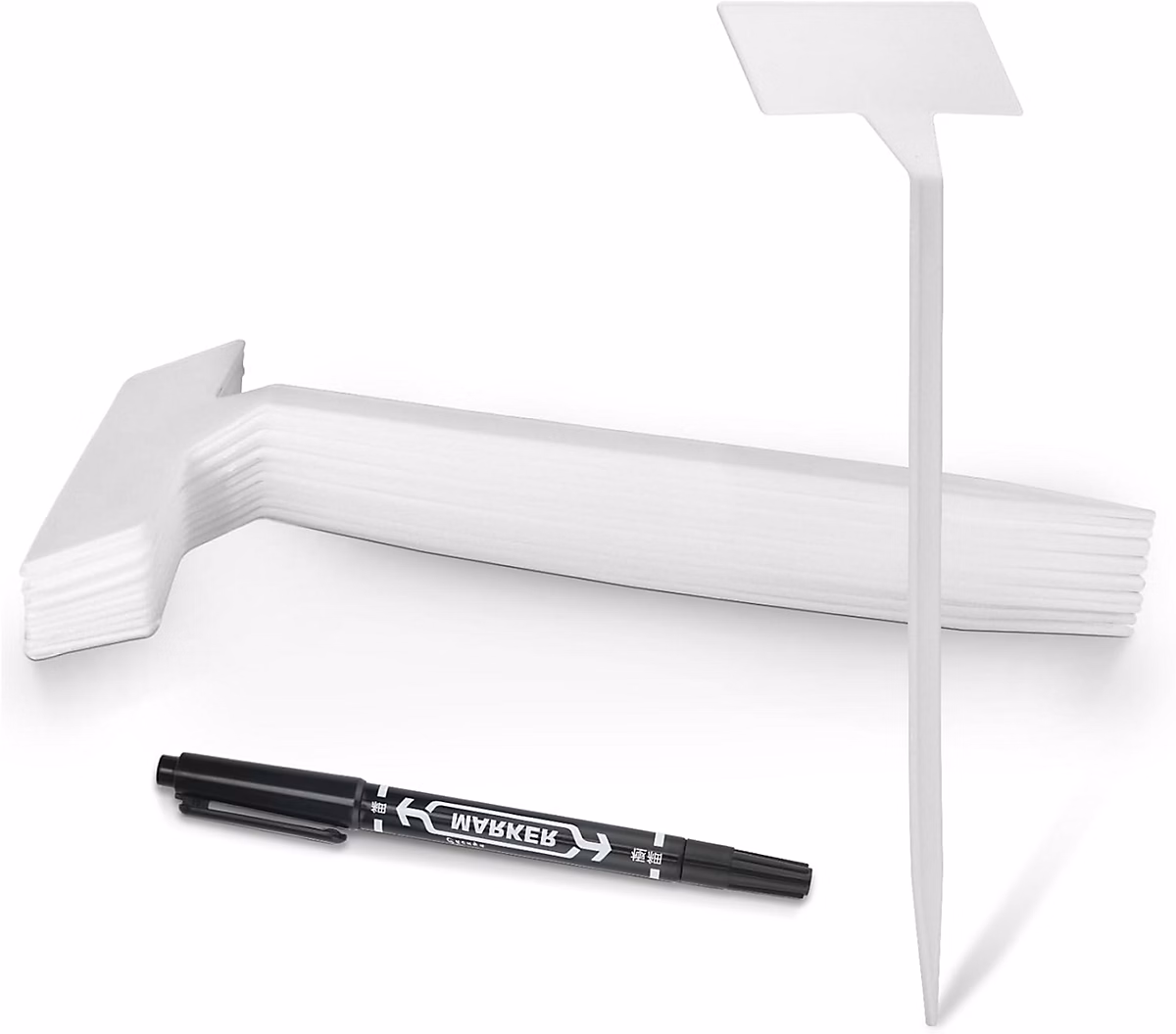 30 Pièces 30 CM etiquettes plastique – etiquette jardin exterieur, etiquettes plantes et un marqueur, étiquette potager long-blanc