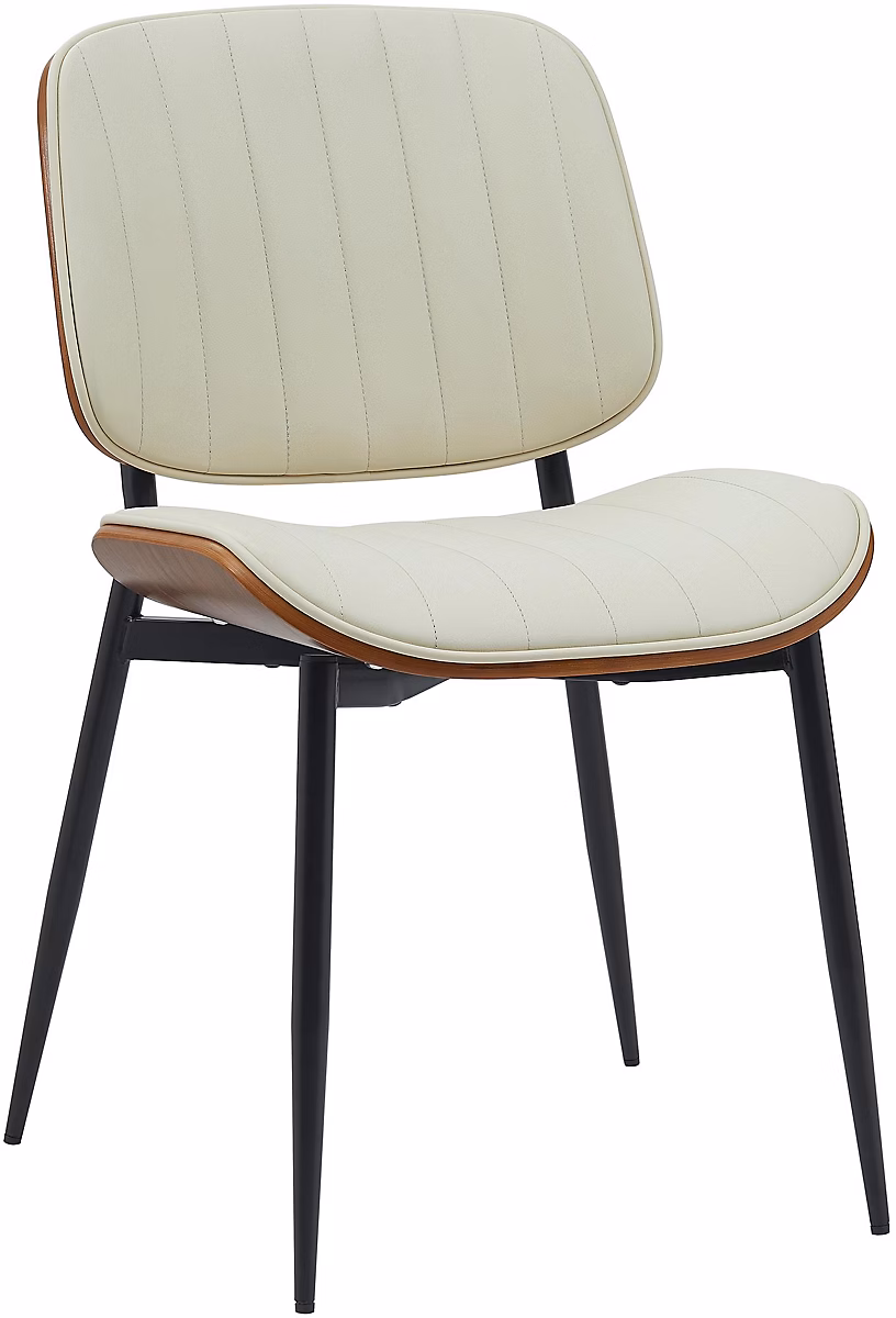 Chaise salle à manger Tiffin | rembourrée – bois courbé – dossier – chaise cuisine – chaise attente rembourrée Noyer/Crème/Similicuir