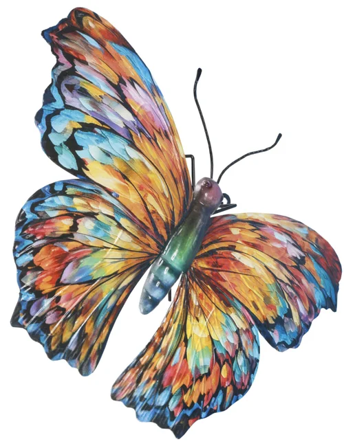 Jardin moderne:Papillon en métal multicolore Riviera décor B moyen modèle - 33 cm