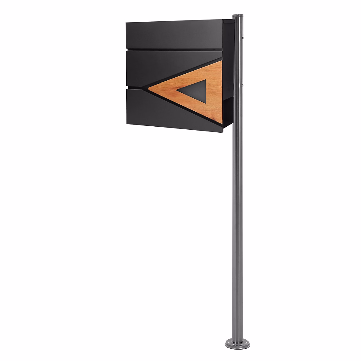 Boîte aux lettres anthracite/bois naturel avec support argenté acier inoxydable – Réf. XNWWWWQXR5472369553