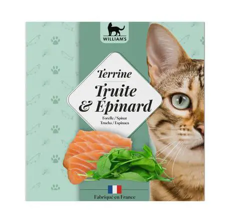 Bien pour le jardin：Alimentation humide complémentaire pour chat terrine truite et épinards William's - 80 g
