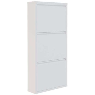 Meuble à chaussures 3 portes en métal (Blanc)