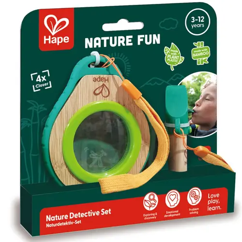 Extérieur solution：Kit de détective de la nature en bambou Hape à partir de 5 ans - 15 x 15 x 3,6 cm