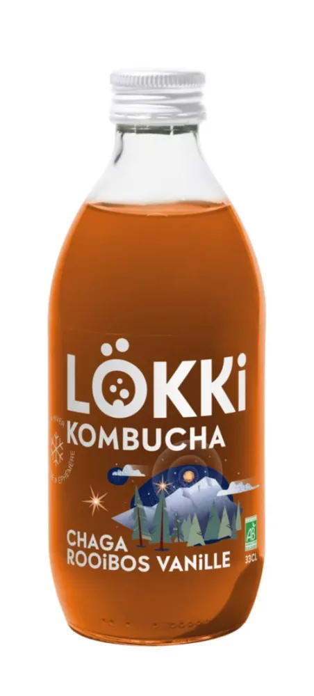 Utile jardin:Bouteille de Kombucha Chaga rooibos vanille édition limitée Lökki - 33 cl
