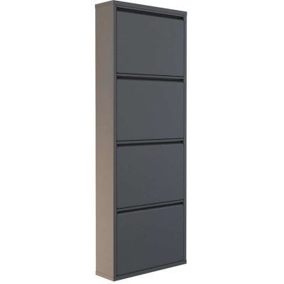 Meuble à chaussures 4 portes en métal (Anthracite)