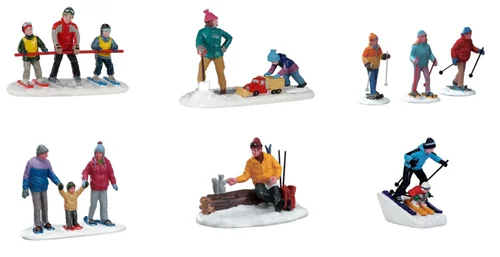 Pour votre espace extérieur：Scénette avec figurine pour village de Noël Lemax Vail village Personnage