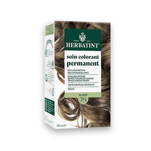 La solution pour votre jardin：Coloration permanente pour cheveux blond 7N aux extraits végétaux biologiques vegan Herbatint - 170 ml