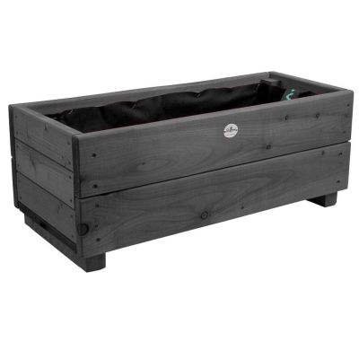 Jardinière en mélèze Moline 60 x 22 x 20 cm (Cérusé noir)