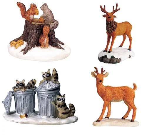 Jardin tout terrain:Figurine pour village de Noël Lemax Harvest crossing thème Animaux dans la neige