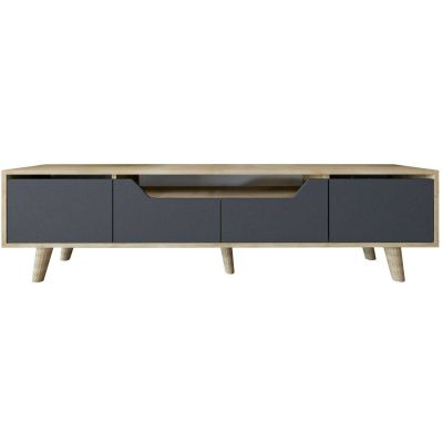 Meuble TV en aggloméré 180 x 29.8 x 48 cm Roma (Anthracite et chêne)
