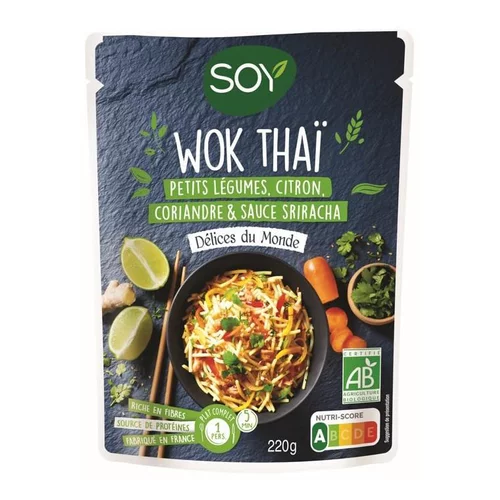 Utile pour le jardin：Doy wok thaï petits légumes citron coriandre et sauce srirac bio Soy - 220 g