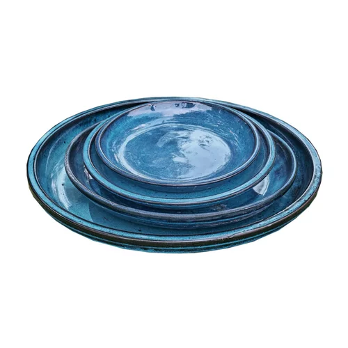 Pour votre projet:Soucoupe en grès émaillé bleu océan Decolines Littoral - Ø 22 cm